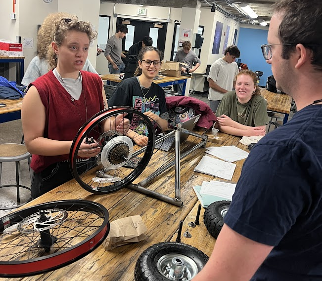 Team meeting during lab